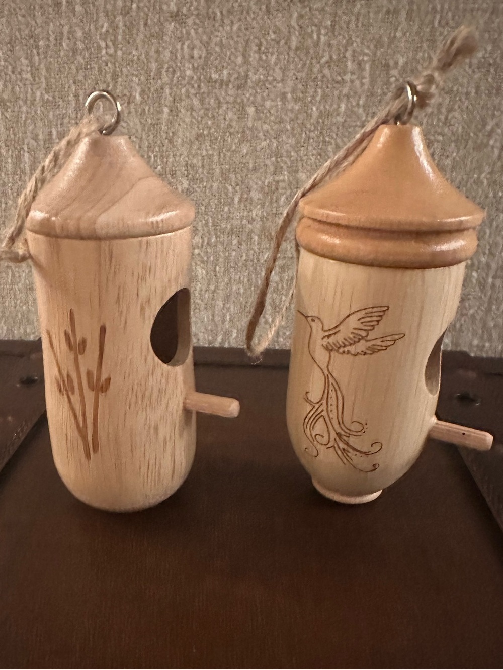 Set of 2 Wooden Hummingbird Houses